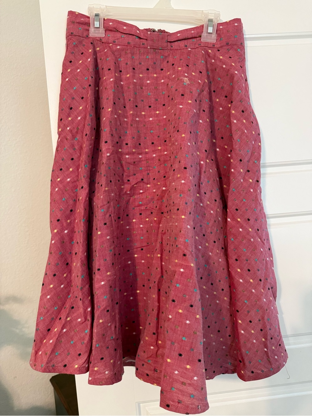 Modcloth Rose-Pink Circle Skirt with Multicolor Dots